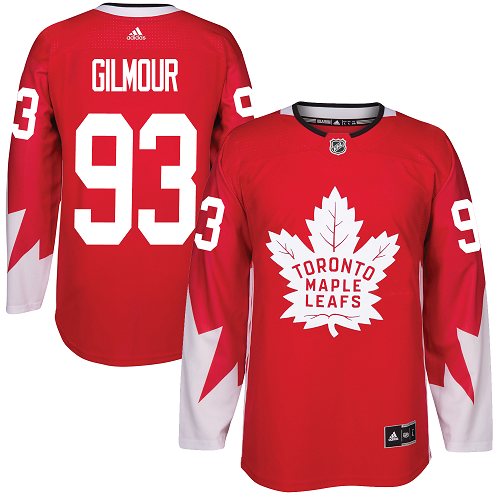 Adidas Maple Leafs #93 Doug Gilmour Red Team Canada Authentic Stitched NHL Jersey - Click Image to Close